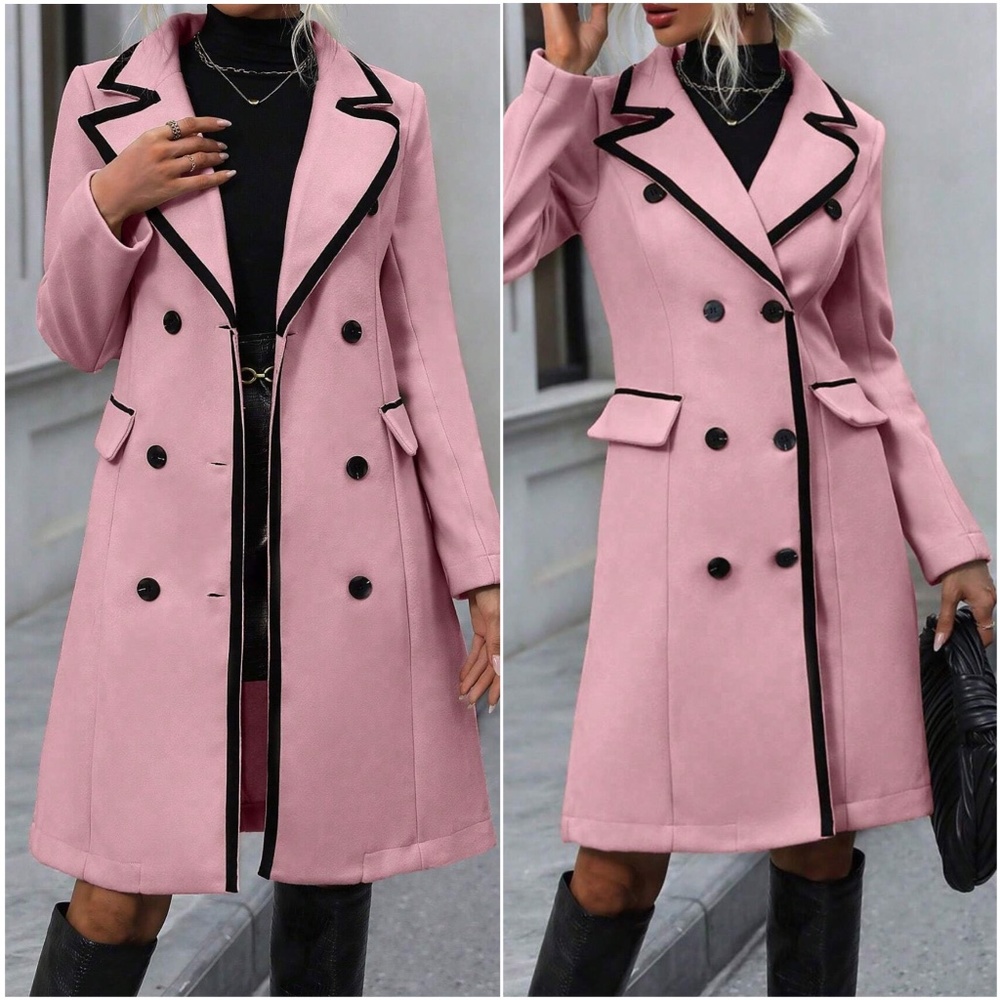 Classic Two Tone Button Color Block jacket Coat - Picture 3 of 7